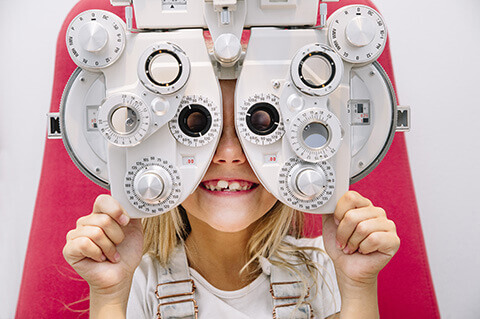 Child getting eye exam