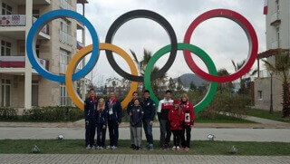  Coach Johnston U.S. Olympics Coach with his team in Sochi 